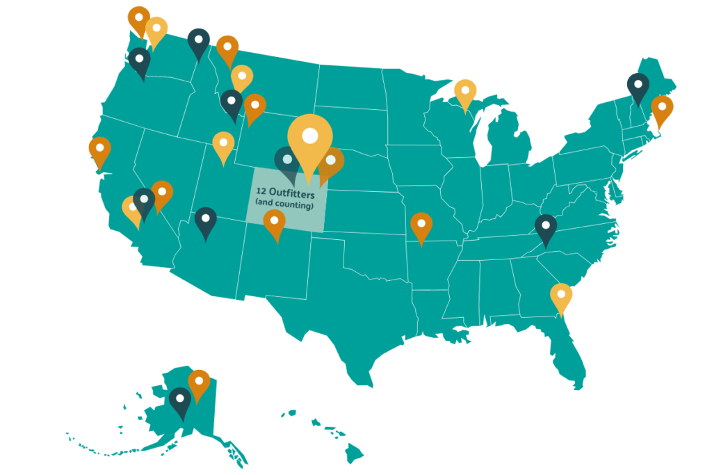 Map of the USA showing Zebulon's numerous consulting clients nationwide.