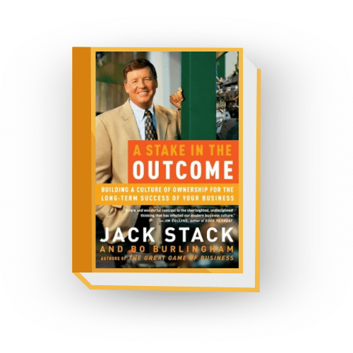 Stylized book graphic by Zebulon LLC showing "A Stake in the Outcome" front cover.