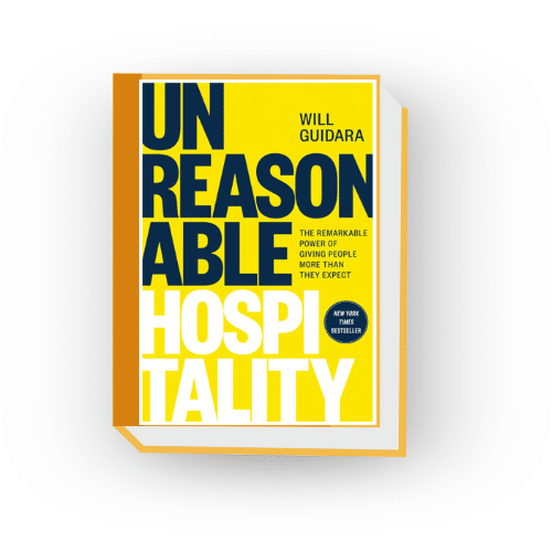 The front cover of Zebulon's top book recommendation "Unreasonable Hospitality" by Will Guidara.