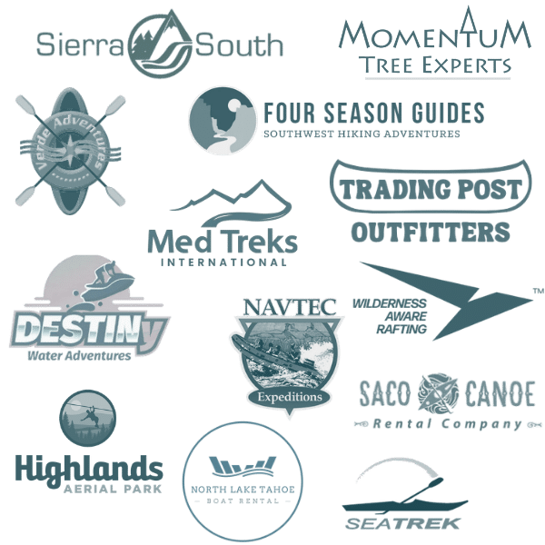 Logos of the more than dozen outdoor outfitters currently working with Zebulon LLC on financial strategy, leadership development, and business innovation.